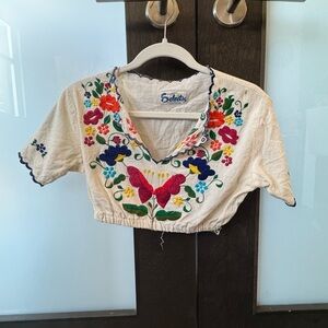 Vintage embroidered crop top